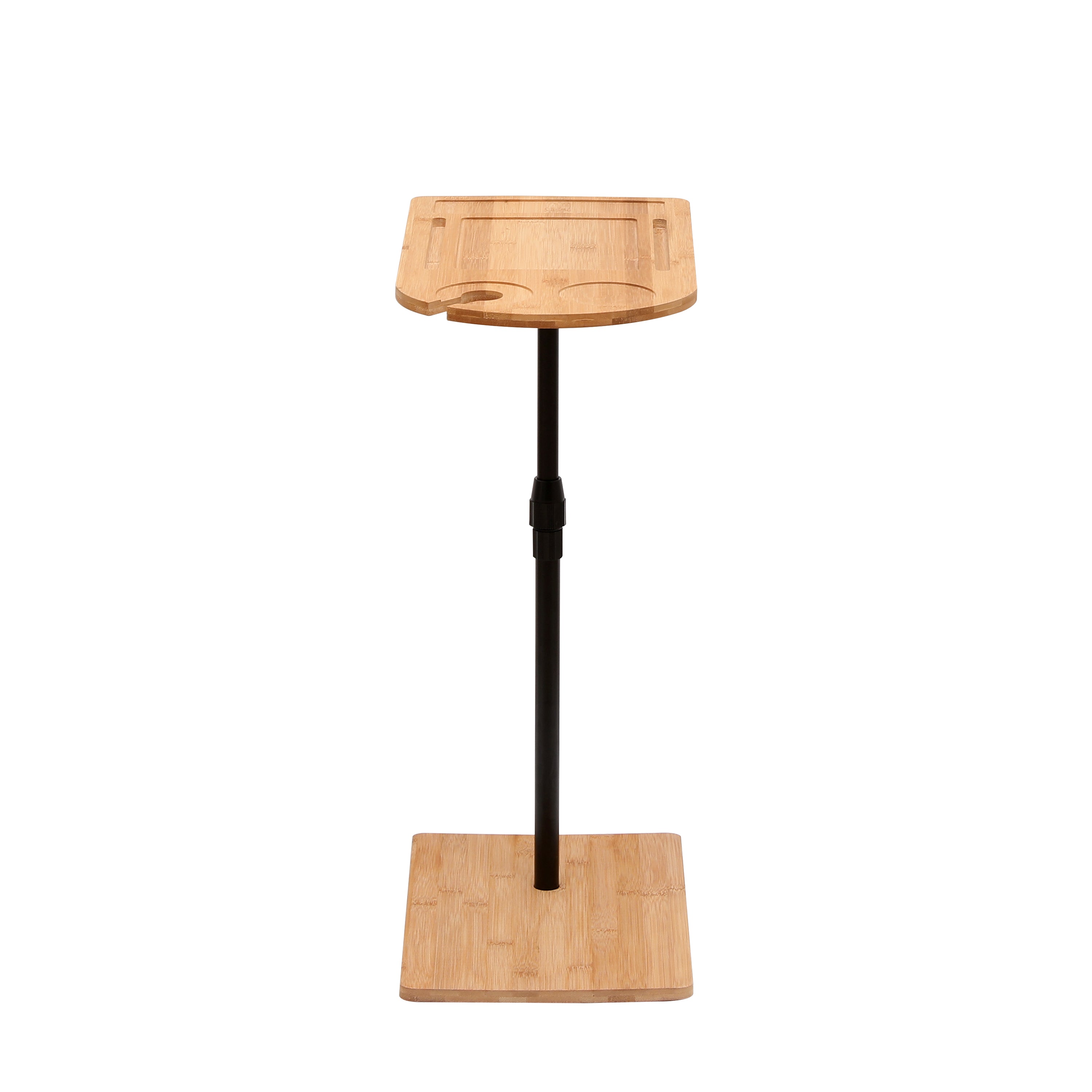 Couch Tray Table Bamboo Height Adjustable Side Table for Sofa C-shaped Oval End Tables – view 9