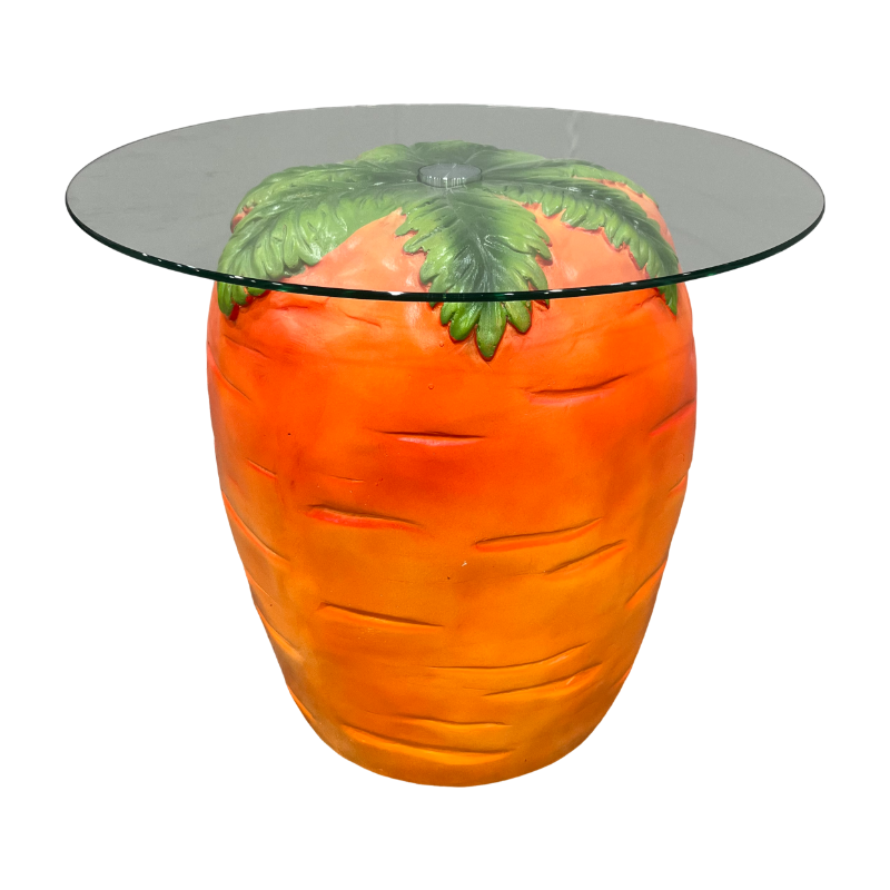 Carrot Shaped Side Table, 16'' Resin Fruit Stool with Glass Top – view 8