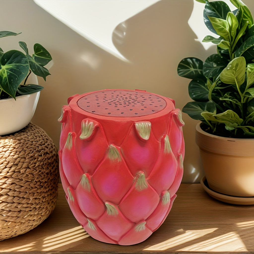 13.4" Oversized Resin Dragon Fruit Stool, Multi-Purpose Side Table & Plant Stand
