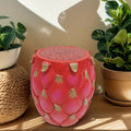 13.4" Oversized Resin Dragon Fruit Stool, Multi-Purpose Side Table & Plant Stand