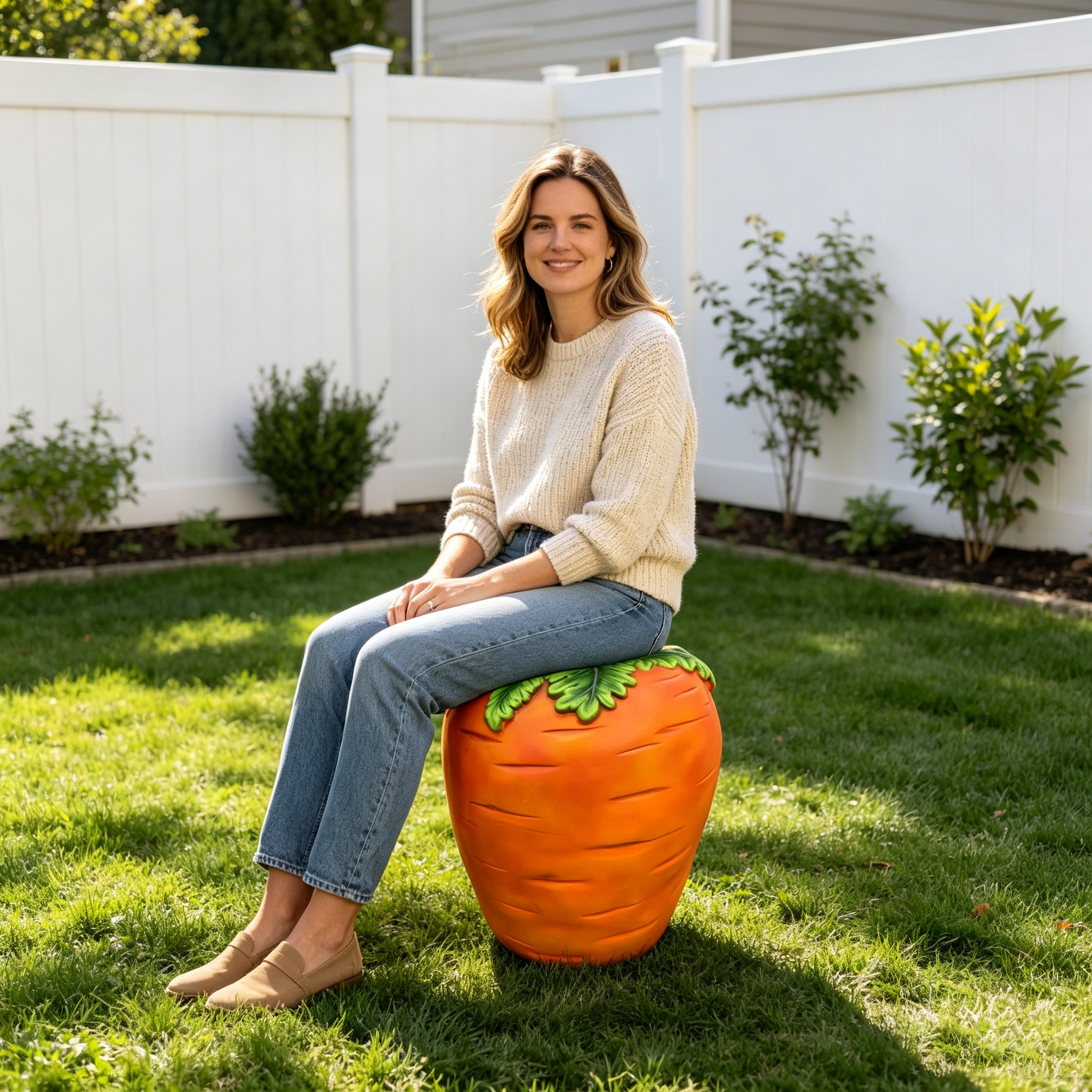 16" Oversized Carrot Shaped Resin Stool, Side Table, Plant Stand – view 3