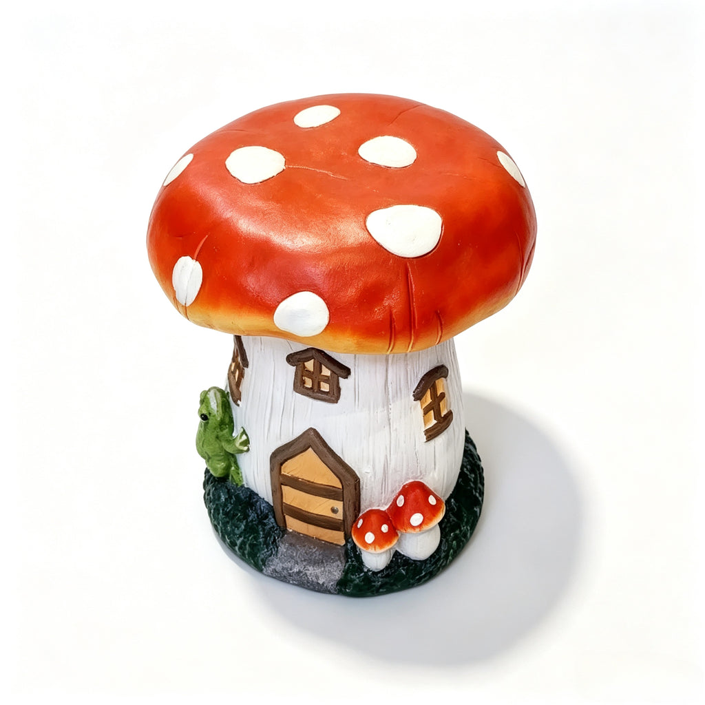 13.4" Mushroom House Garden Stool, Oversized Resin Sculpture & Fairy Forest Base – view 10