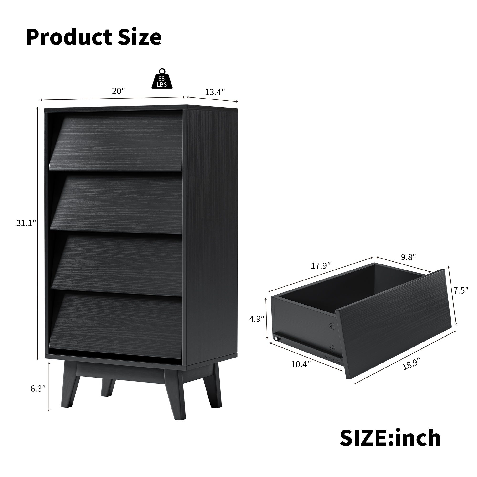 4-Drawer Vintage Beveled Dresser