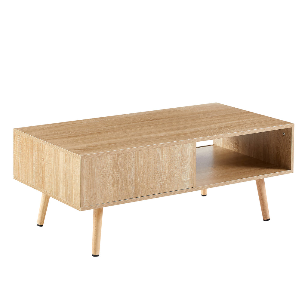 41.34" Rattan Coffee table, sliding door for storage, solid wood legs – view 12