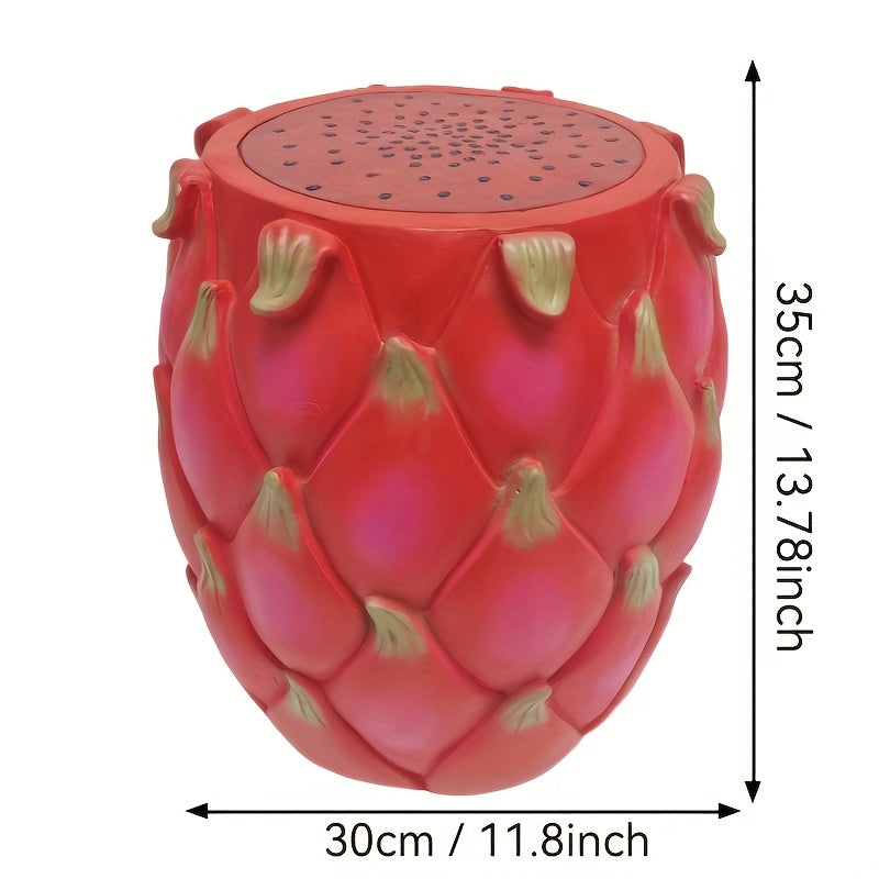 13.4" Oversized Resin Dragon Fruit Stool, Multi-Purpose Side Table & Plant Stand – view 3