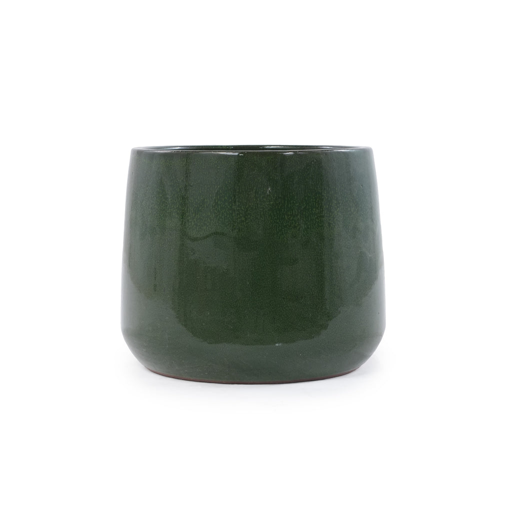 Handmade Solid Glazed Ceramic Planter Set of 4, 14/11/9/7 Inch Diameter, Deep Green – view 11