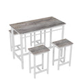 5-piece modern kitchen table with four bar stools Bar table set 5PC,metal frame and MDF, white oak,47.5'' L x 23.7'' W x 35.5'' H.