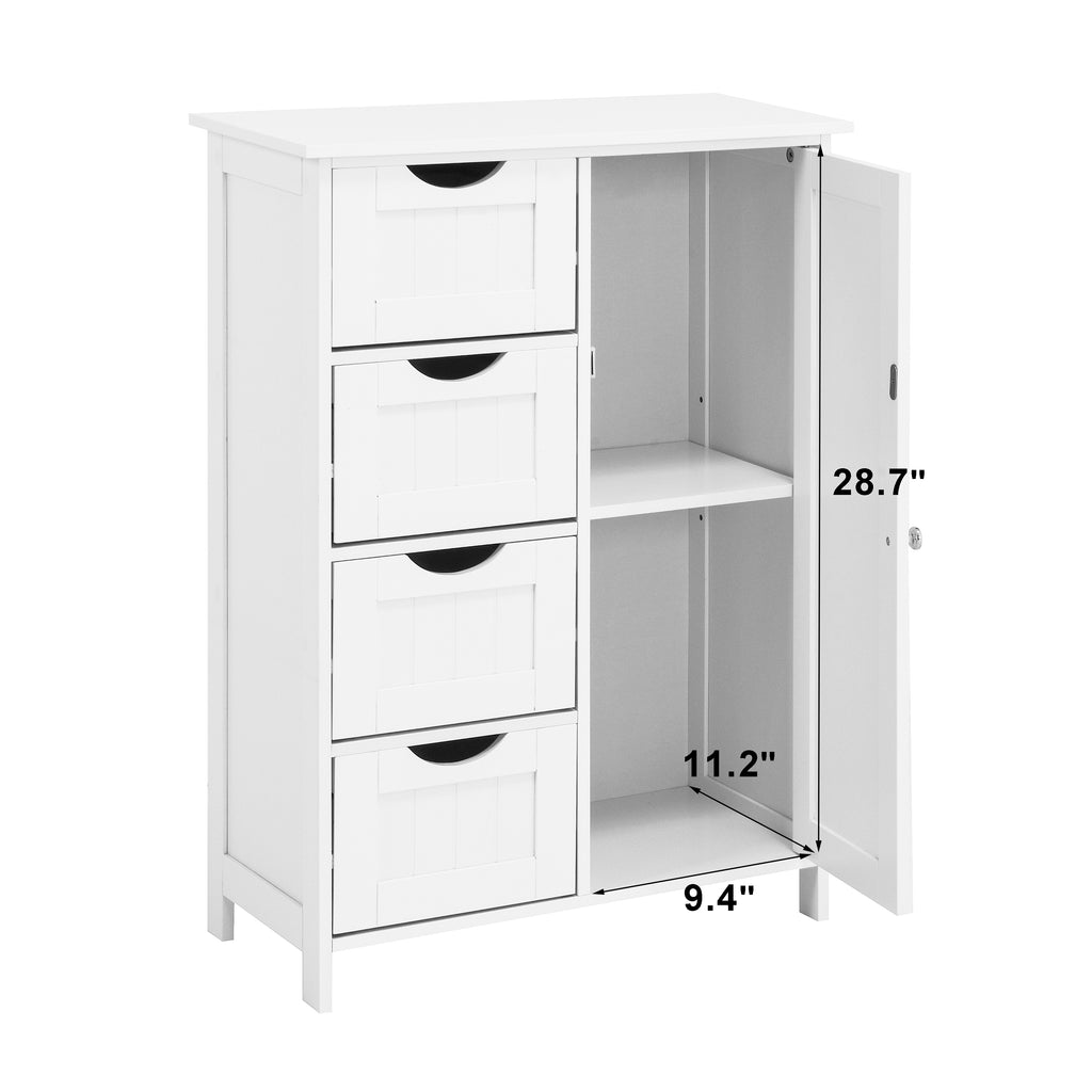 White Bathroom Storage Cabinet, Floor Cabinet with Adjustable Shelf and Drawers – view 3