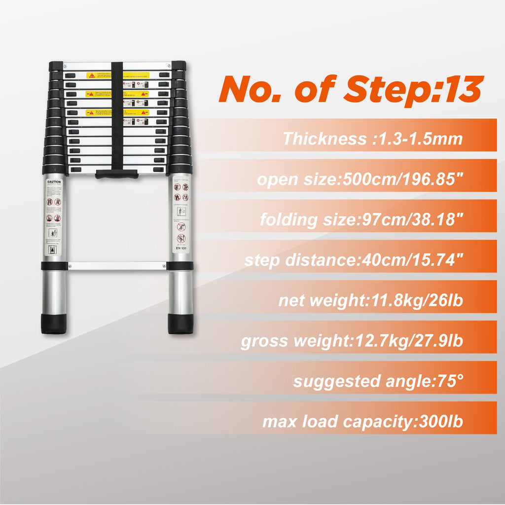 Telescoping Ladder 16.5FT, Telescopic Extension Ladder – view 4