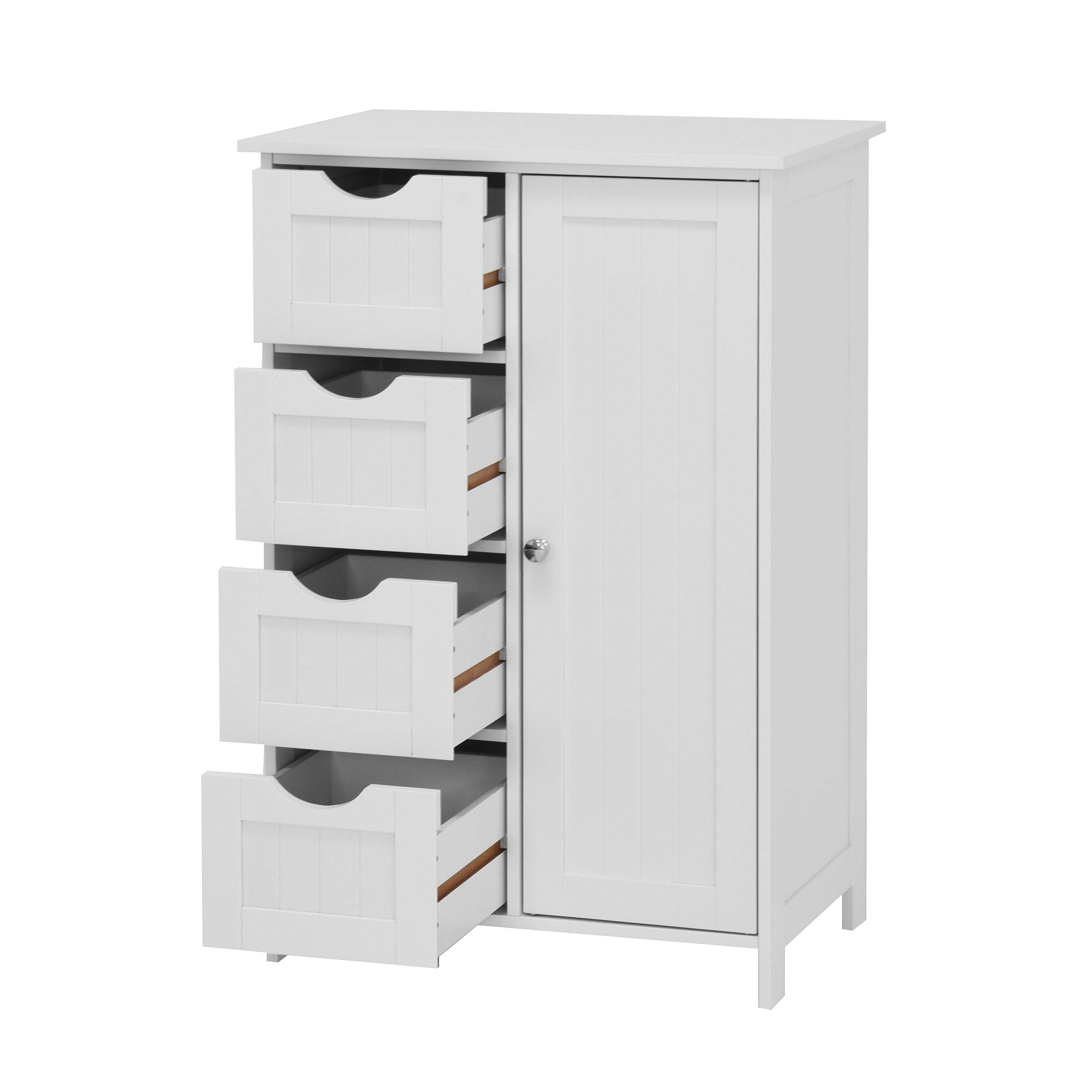White Bathroom Storage Cabinet, Floor Cabinet with Adjustable Shelf and Drawers – view 10