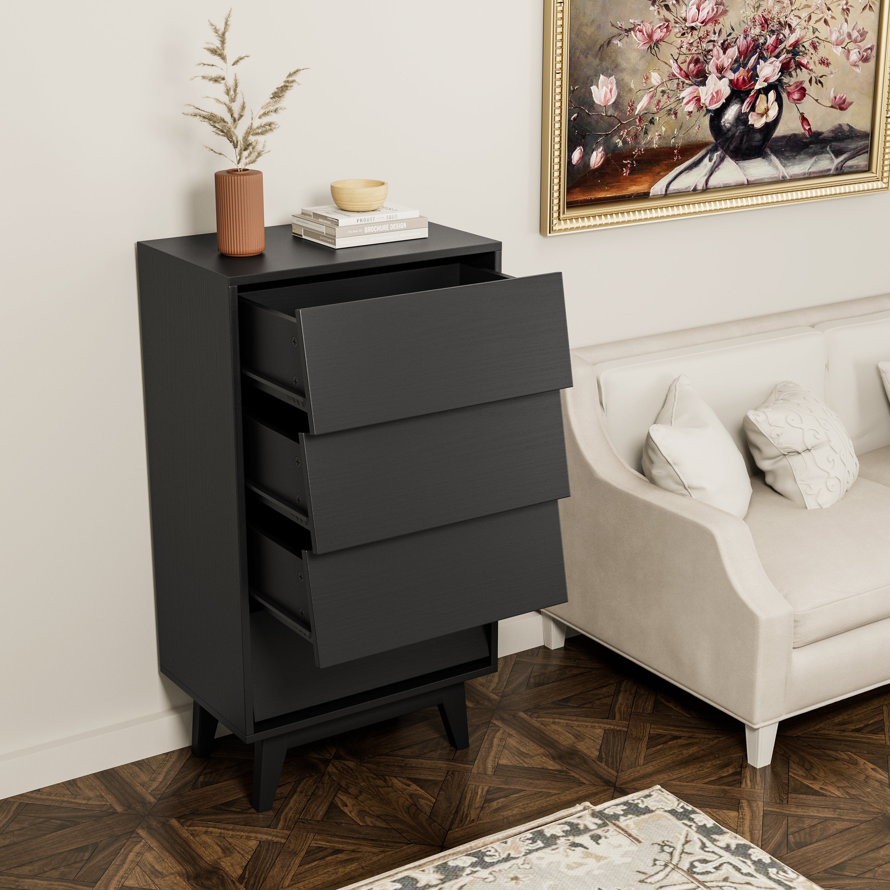 4-Drawer Vintage Beveled Dresser