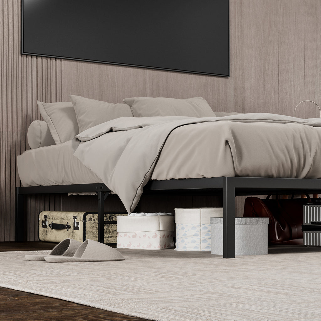 Wave-Headboard Metal Platform Bed