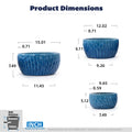 Handmade Ceramic Planter Set of 3, 15"/12"/10" Diameter, Glossy Lake Blue Hammered Texture, for Succulents & Violets, Indoor/Outdoor Use on Windowsill & Bookshelf, Breathable Clay