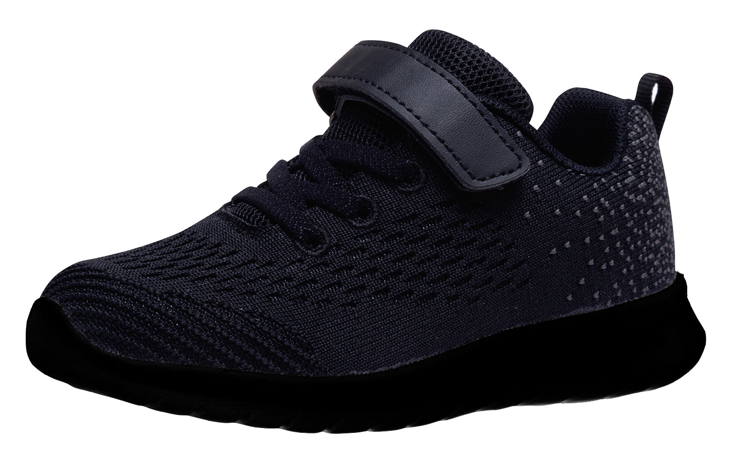 NEWMALL kids all-black mesh athletic sneaker