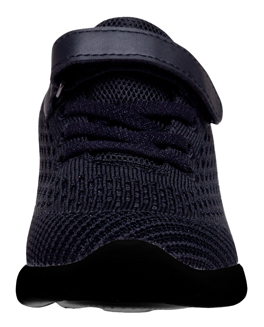 NEWMALL kids all-black mesh athletic sneaker - view 4