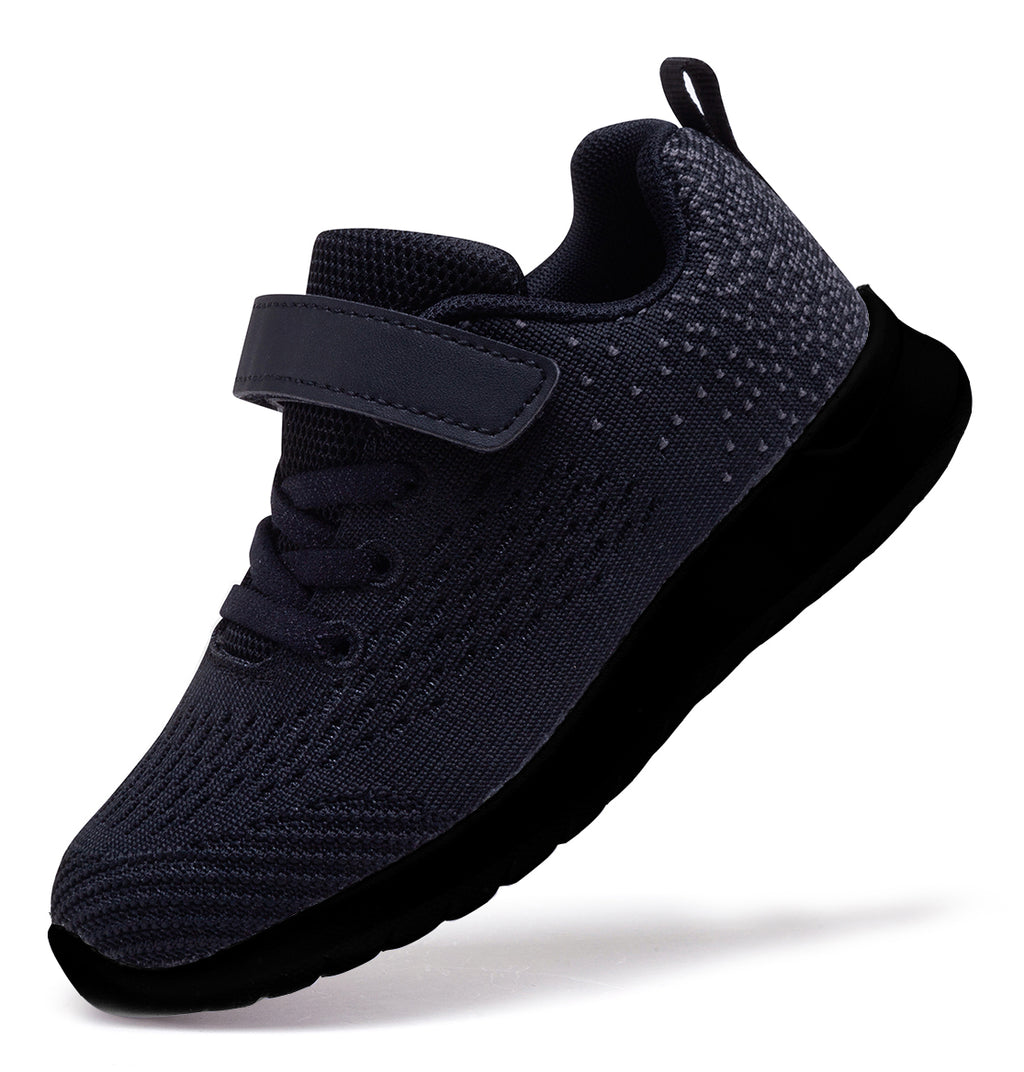 NEWMALL kids all-black mesh athletic sneaker - view 7