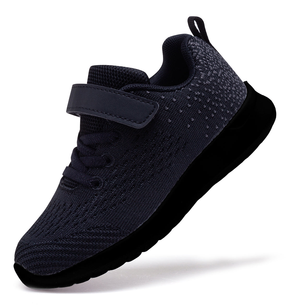 NEWMALL kids all-black mesh athletic sneaker - view 7