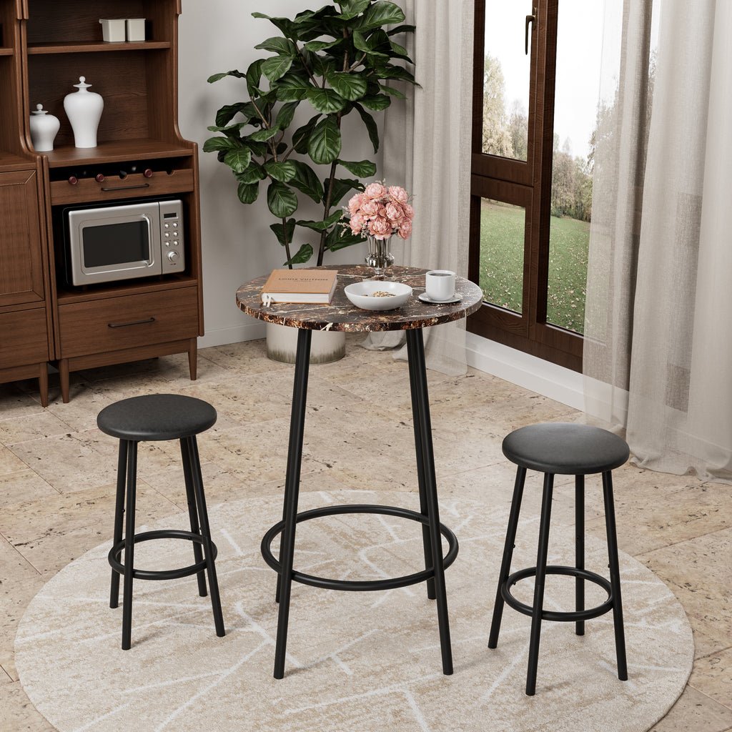 3-Piece Bar Table Set with 2 Bar Stools – Modern Pub Table