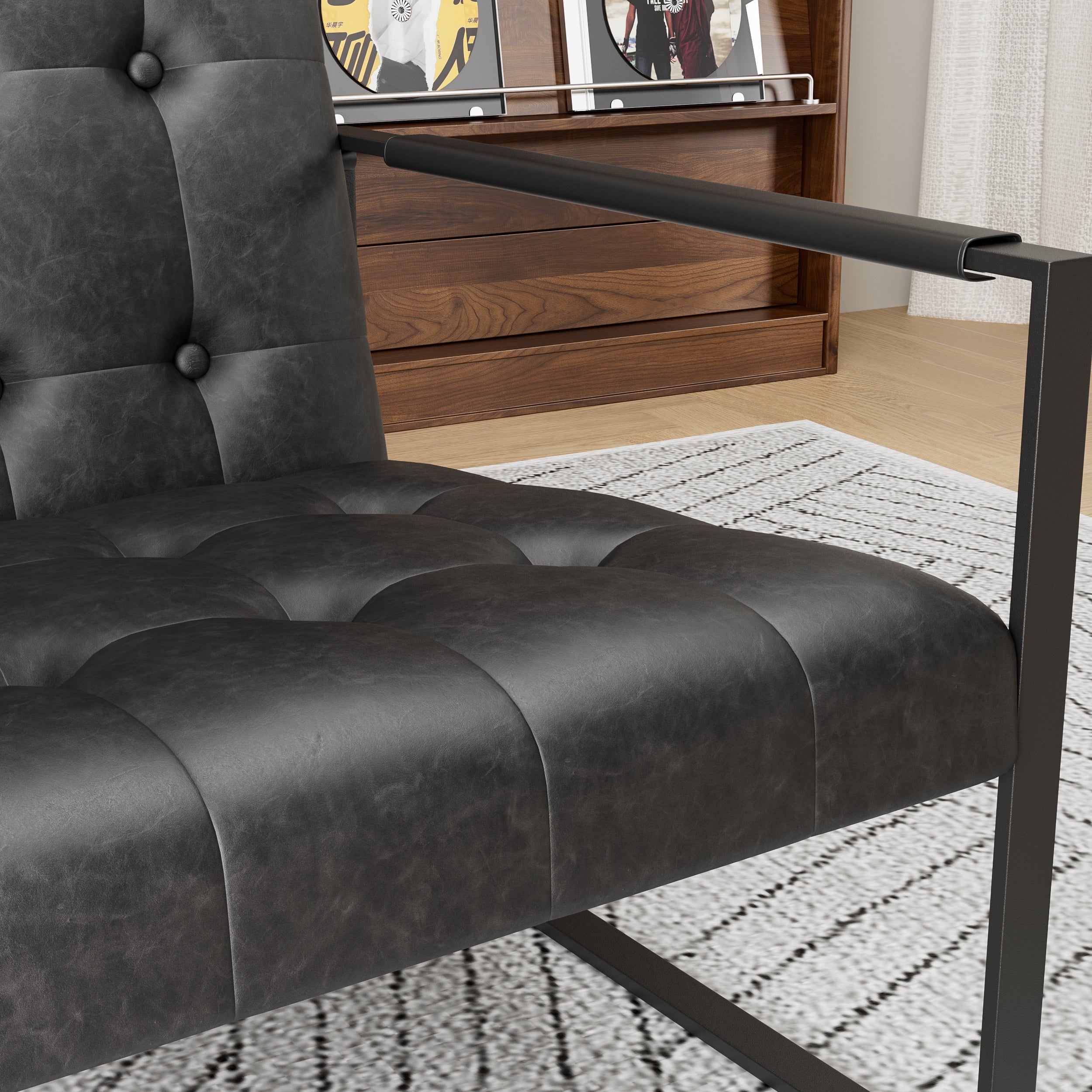 Modern Linen Upholstered Accent Chair