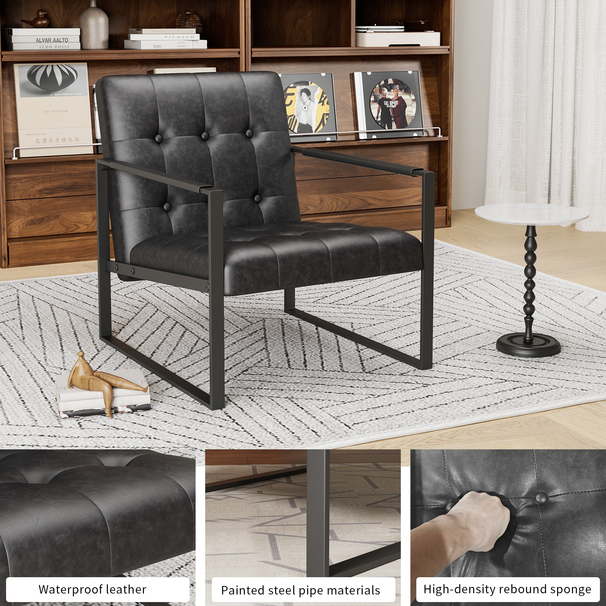 Modern Linen Upholstered Accent Chair