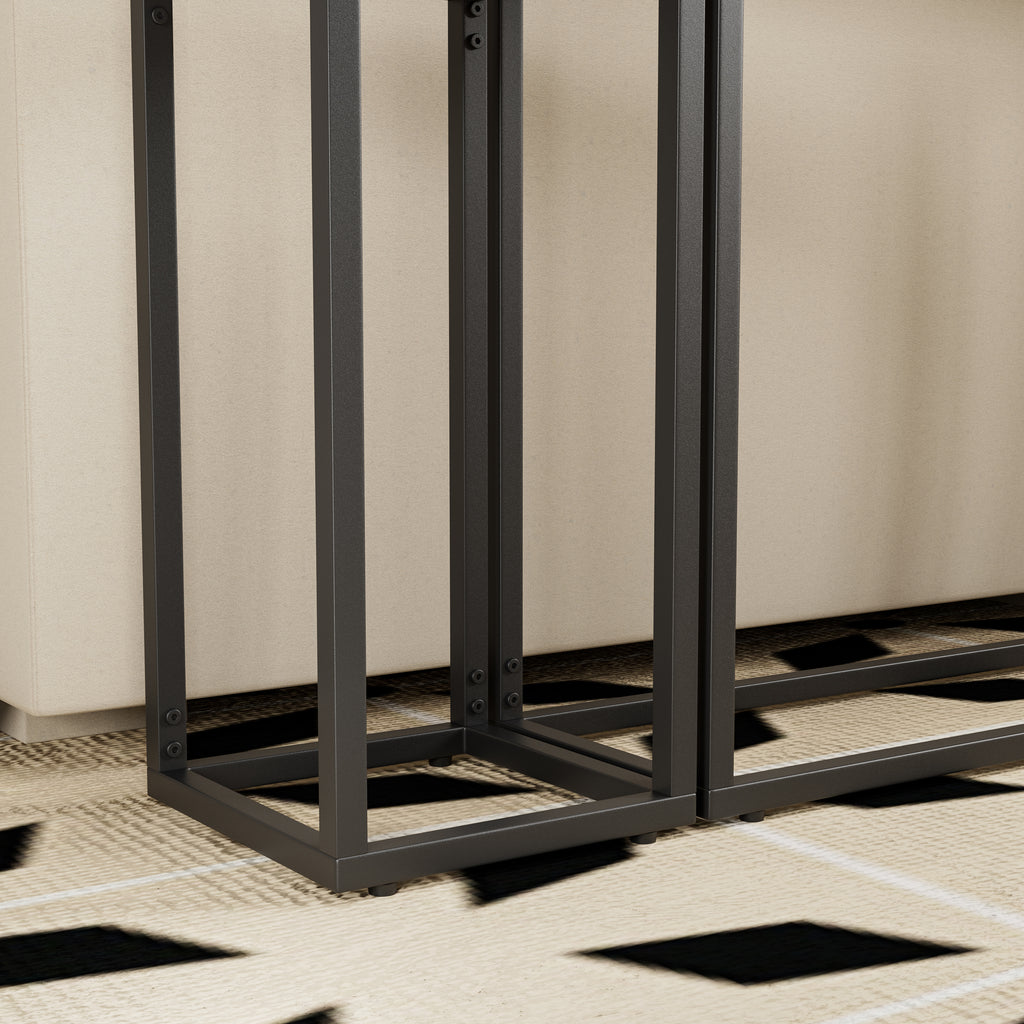 Narrow console table, high-end edge wrapped foyer table, entrance, industrial corridor table, living room, foyer, rural brown and black